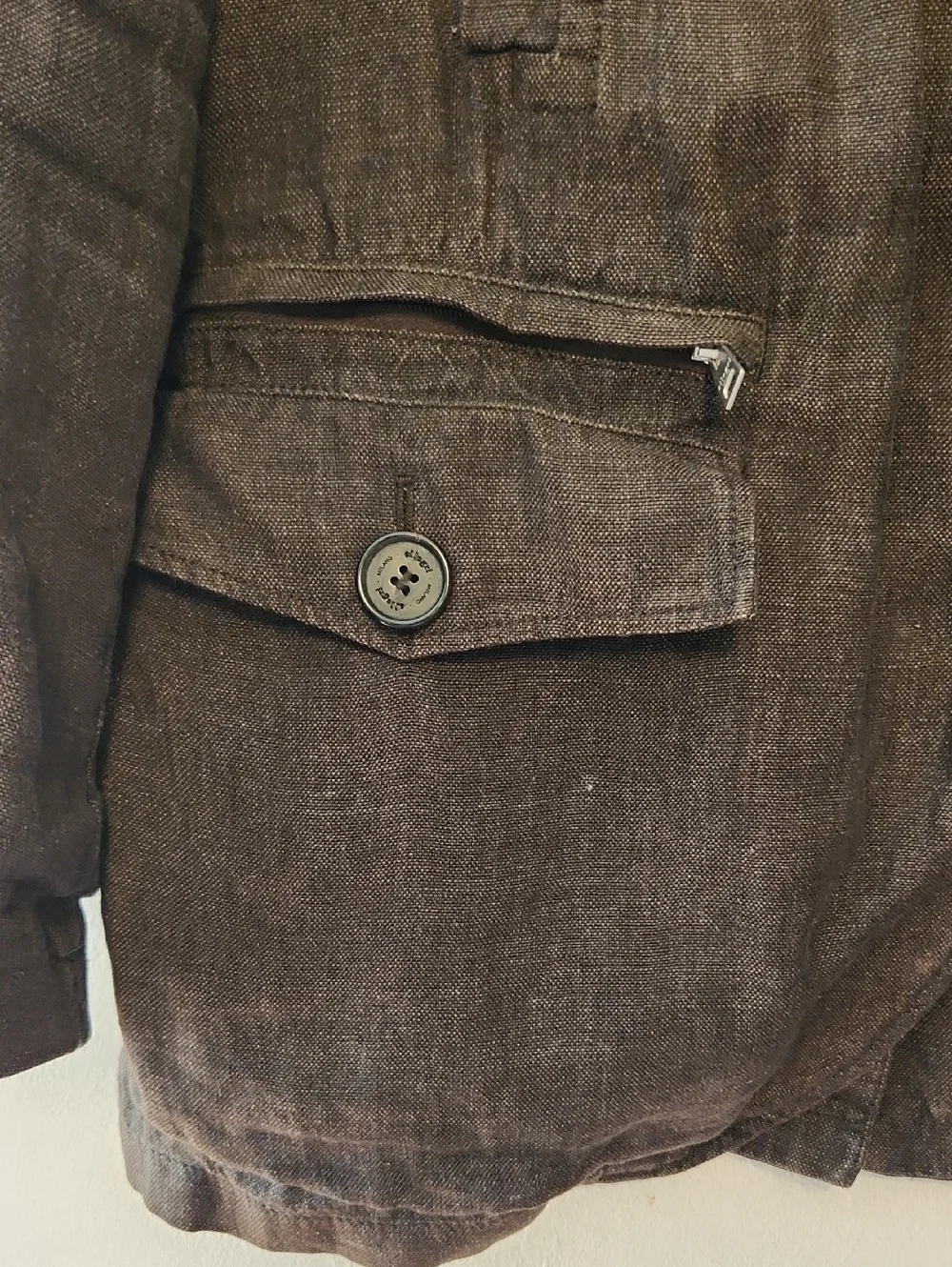 Allegri Milano Men's Black Brown Linen Blazer Vest Size 48EU/38US